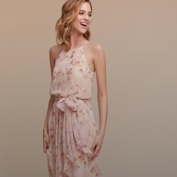 Donna Morgan Alana Halter Dress Blush - Picture 1 of 4
